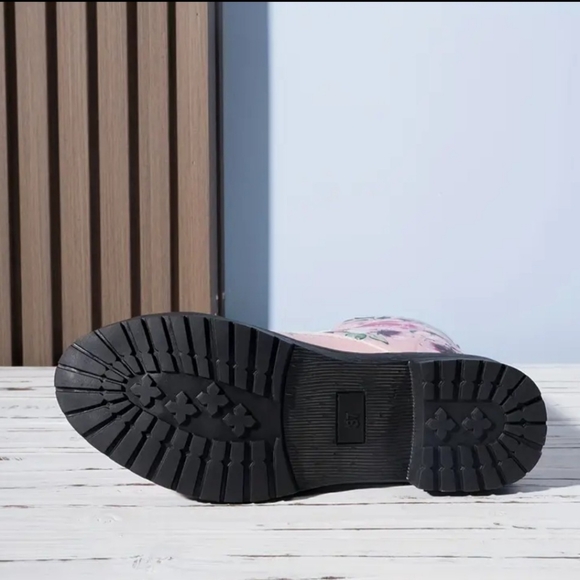 Women's Floral Pattern Boots, Lace Up Soft Sole Platform Casual Boots, Versatile - Picture 3 of 3